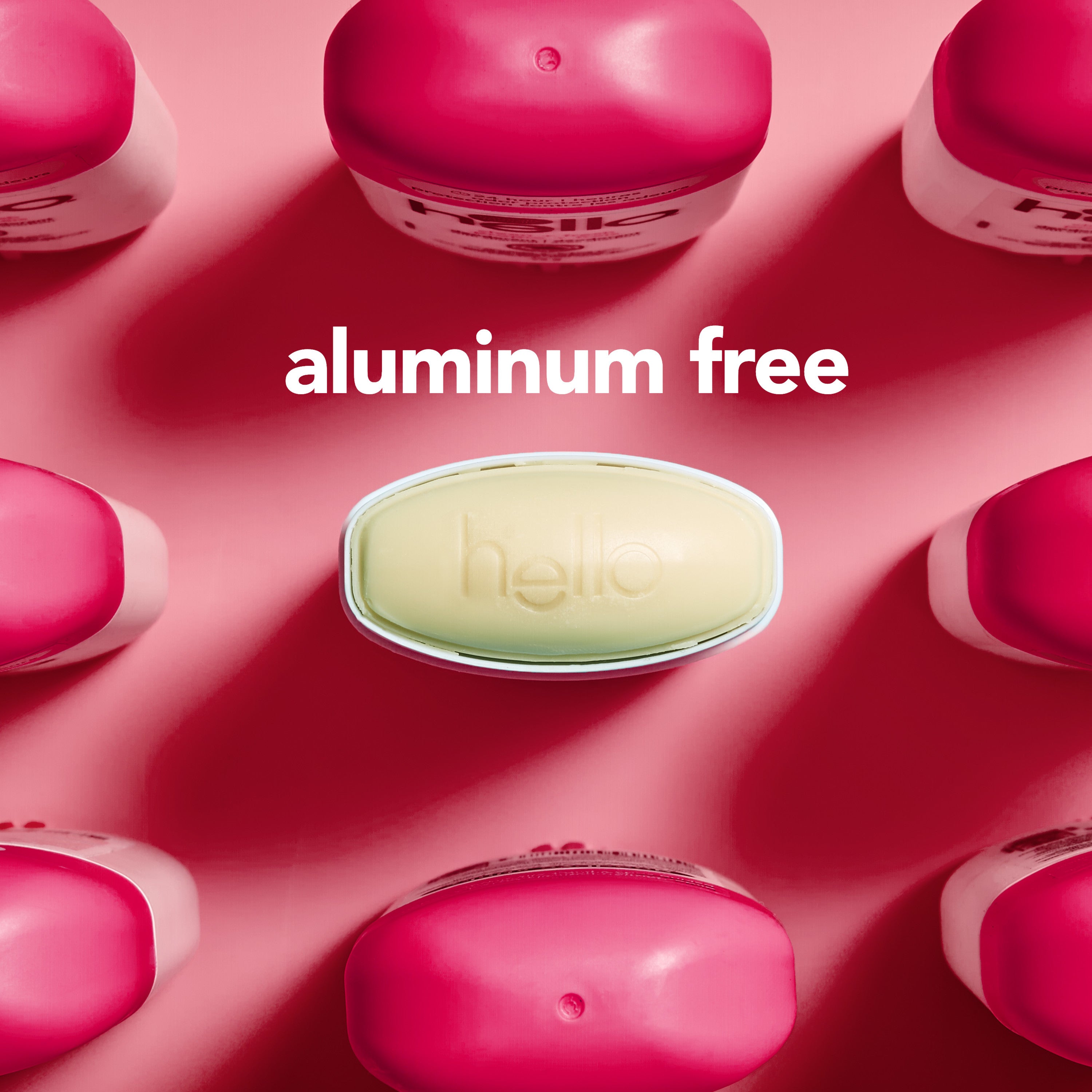The top of a stick of hello unicorn aluminum free deodorant with shea butter. In text: aluminum free.