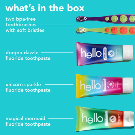 kids toothpaste and toothbrush variety bundle