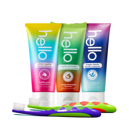 kids toothpaste and toothbrush variety bundle